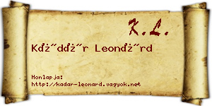 Kádár Leonárd névjegykártya